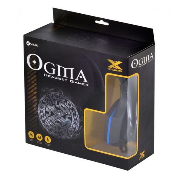 Fone headset gamer VX Gaming Ogma P2 stereo com microfone - Preto e Azul - Image 4
