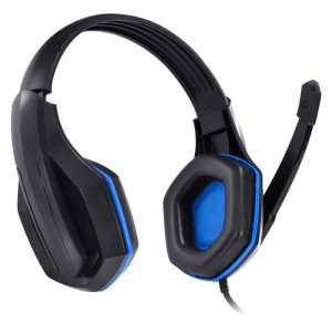Fone headset gamer VX Gaming Ogma P2 stereo com microfone - Preto e Azul