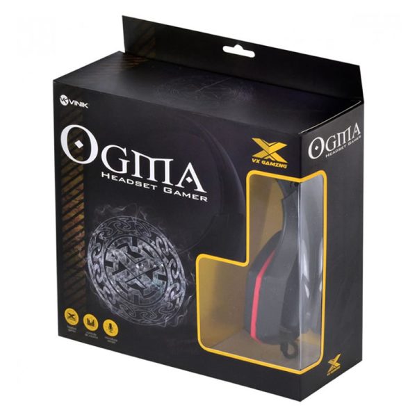 Fone headset gamer VX Gaming Ogma P2 stereo com microfone - Preto e Vermelho - Image 4