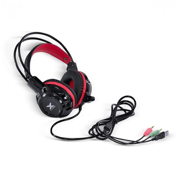 Fone headset VX Gaming Taranis V2 P2 com microfone - Preto e Vermelho - Image 4