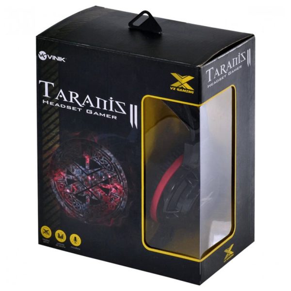 Fone headset VX Gaming Taranis V2 P2 com microfone - Preto e Vermelho - Image 5