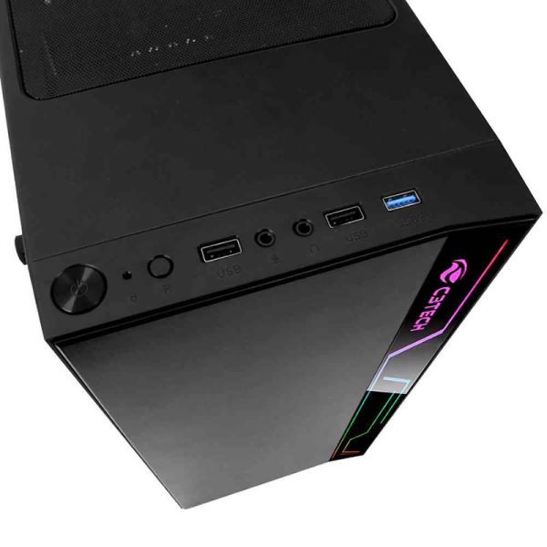 Gabinete gamer C3Tech, mid tower, LED, lateral em acrílico - MT-G400BK - Image 2