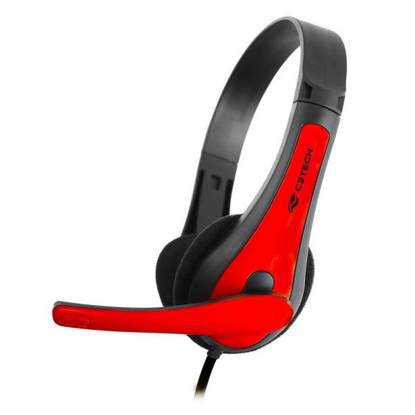 Headset gamer C3Tech c/microfone P2 preto e vermelho PH-30BK - Image 2