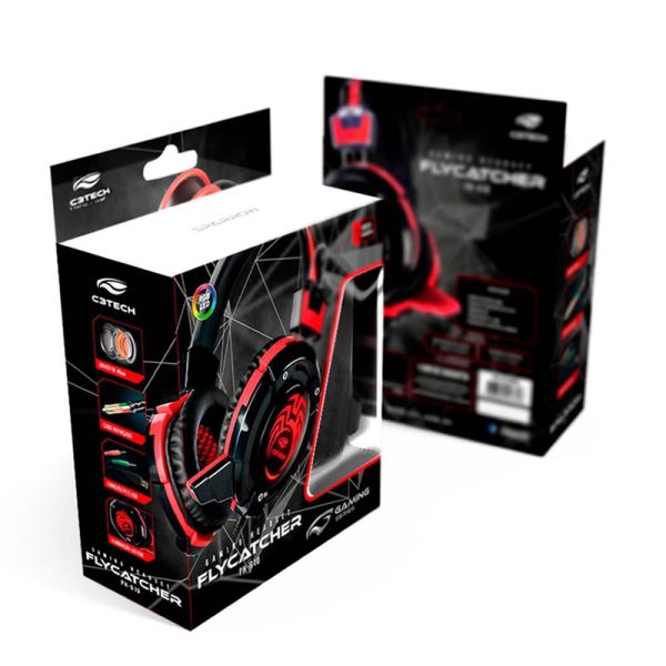 Headset gamer C3Tech Flycatcher, P2 e USB, preto e vermelho - PH-G10BK - Image 4
