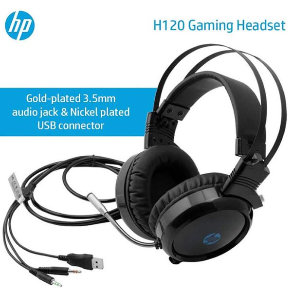 Headset HP gaming H120, 2x P2, USB, iluminação LED, com adaptador P2 3.5mm - Image 3