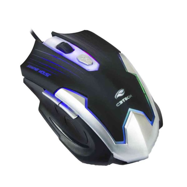 Mouse gamer C3Tech MG-11BSI, 2400 DPI, 6 Botões, LED multicores, USB, Preto/Prata - Image 3