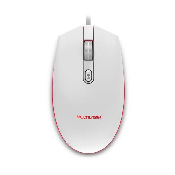 Mouse gamer Multilaser 2400DPI LED branco - MO299