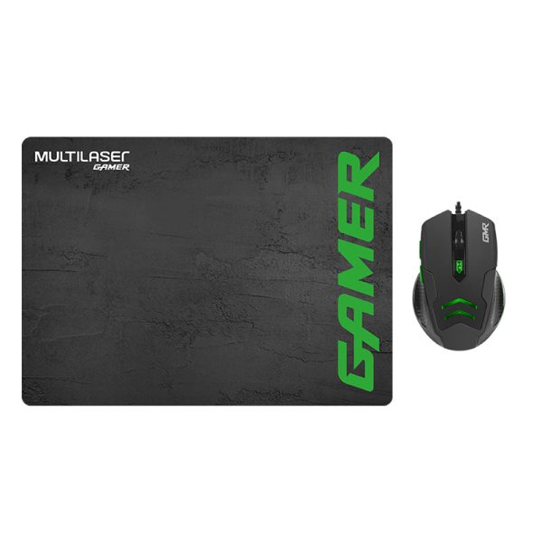 Mouse gamer Multilaser 3200DPI 6 botões preto/verde com Mouse Pad - MO273 - Image 2