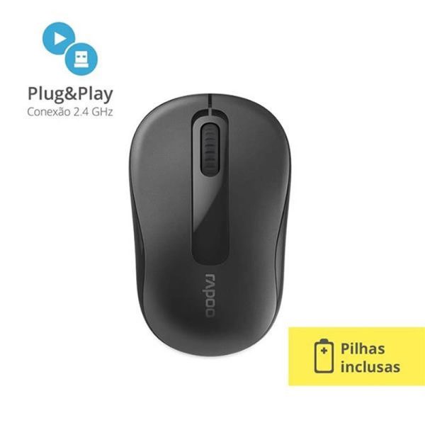 Mouse Rapoo 2.4 Ghz Black com pilha M10 - RA007 - Image 4