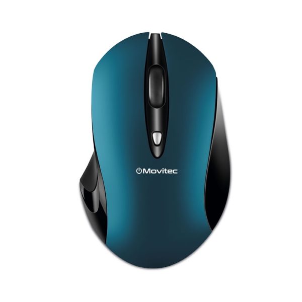 Mouse sem fio Movitec OMW-04 1000-1600 DPI preto e azul petróleo