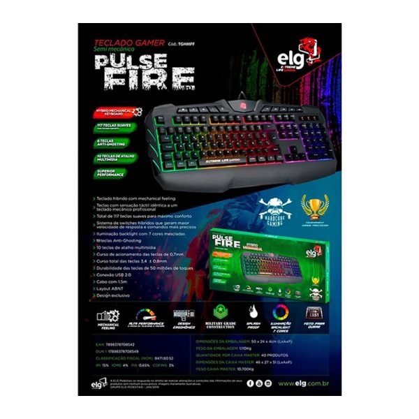 Teclado Gamer ELG Hybrid Mechanical Pulse Fire TGHMPF, Iluminação Backlight Customizável - Image 4