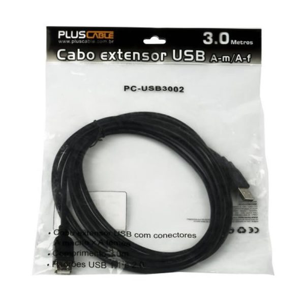 Plus Cable Cabo Extensor USB A Macho x A Fêmea 1,8m - PC-USB1802 - Image 3