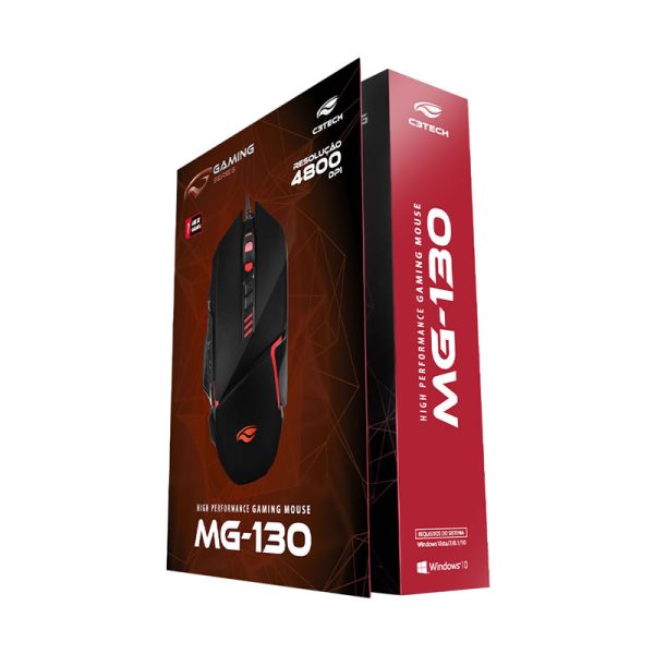 Mouse gamer C3Tech MG-130BK, USB, 4800 DPI, 6 botões, LED multicores - preto - Image 4