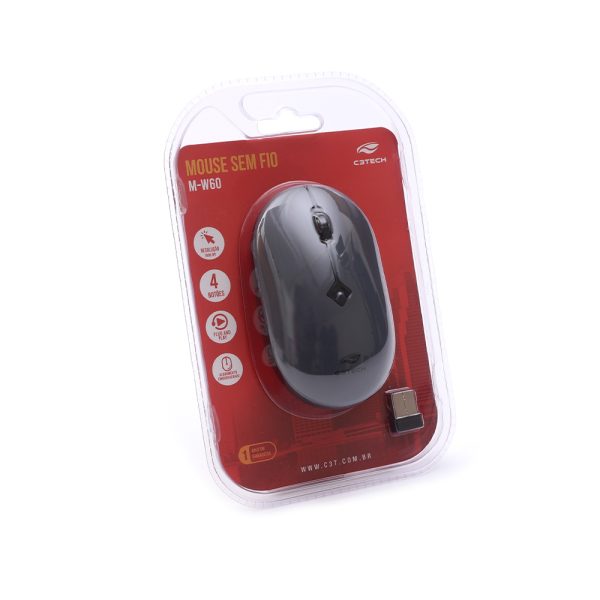 Mouse Sem Fio M-W60RD Rc/nano Cinza C3tech - Image 3