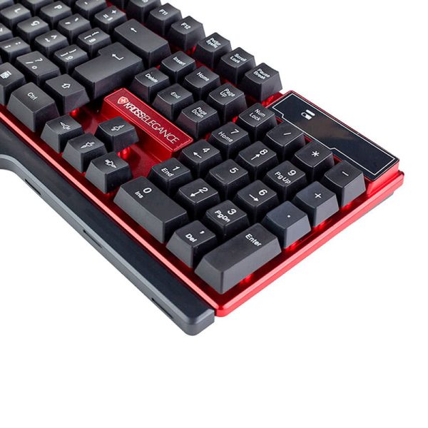 Combo Kross Teclado e Mouse USB, Sem Fio, Elegance - KE-KM553V1 Preto/Vermelho - Image 3