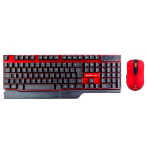 Combo Kross Teclado e Mouse USB, Sem Fio, Elegance - KE-KM553V1 Preto/Vermelho