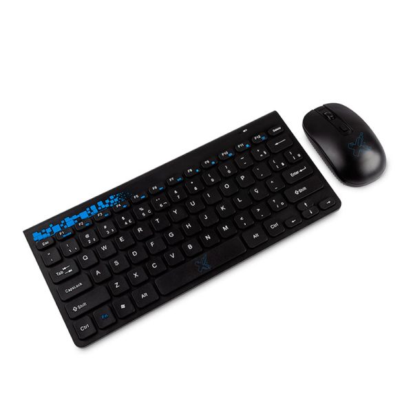 Kit Teclado e Mouse Maxprint Freestyle Series, Sem Fio Preto/Azul - Image 2