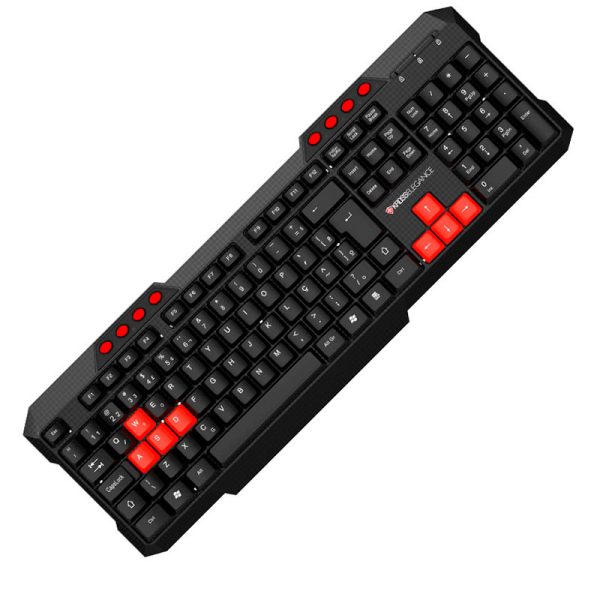 Teclado Com Fio Kross Multimídia Elegance, USB, ABNT2 - KE-K103V3 Preto/Vermelho - Image 2