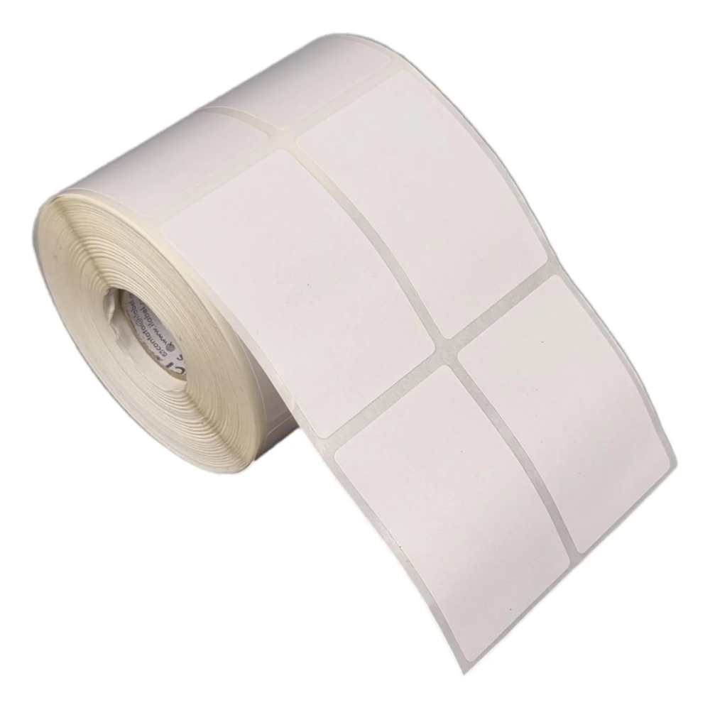 Etiqueta Tag Roupa 40x60mm Branca 2 Col 1 Picote Adesiva Couche P Ribbon Rolo C 30m
