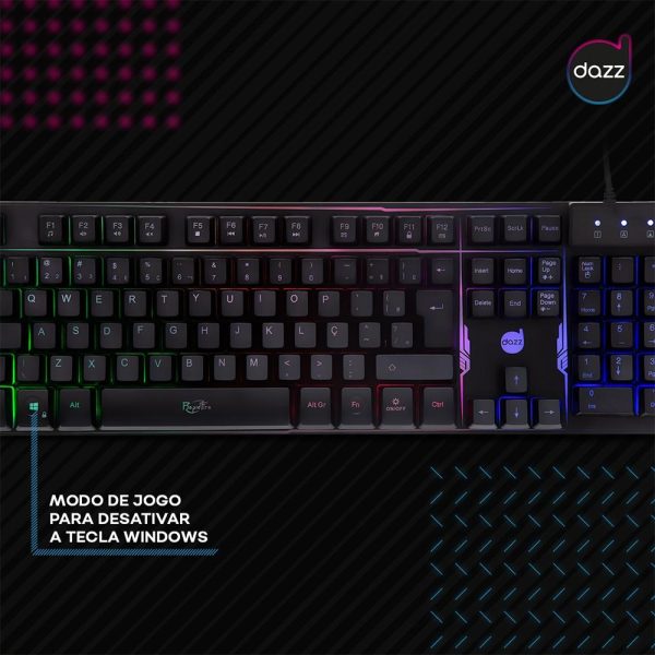 Teclado Gamer Dazz Rapid Fire Revolution, LED Rainbow, Anti-Ghosting, ABNT2 - 625203 - Image 2