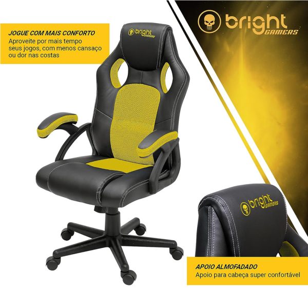 Cadeira Gamer Bright Preto/Amarelo - Image 2