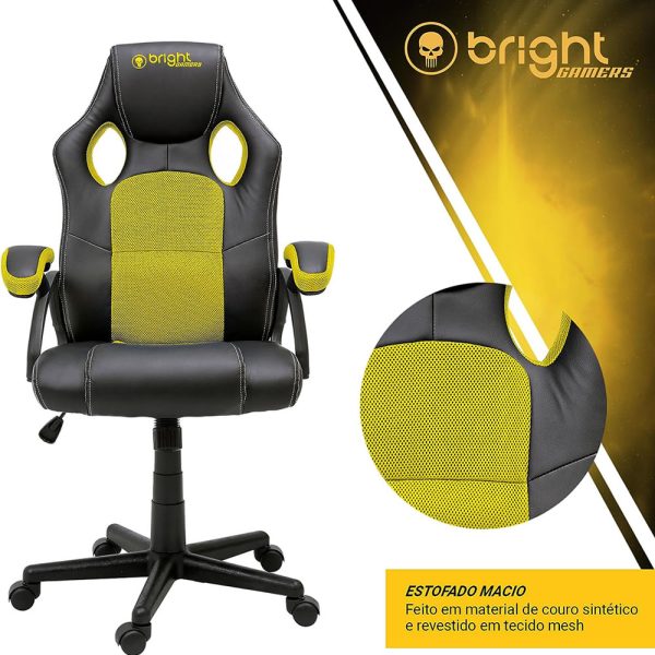 Cadeira Gamer Bright Preto/Amarelo - Image 3