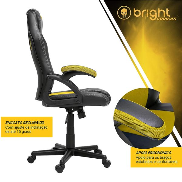 Cadeira Gamer Bright Preto/Amarelo - Image 5