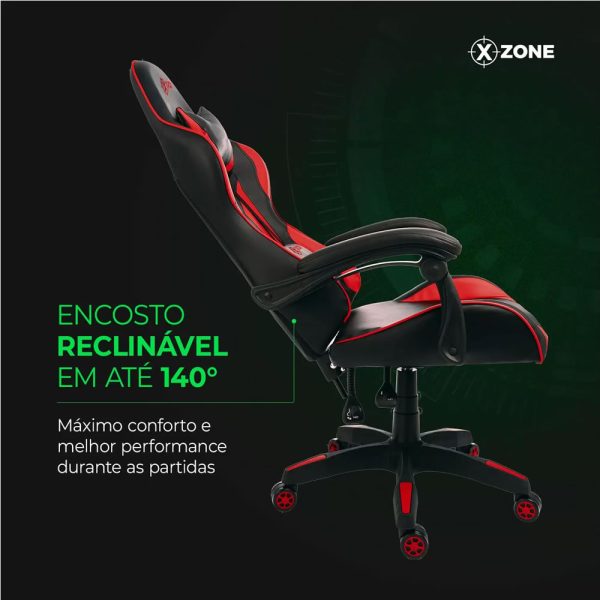 Cadeira Gamer Xzone Premium CGR-01, Almofada, Encosto Reclinável, Ajuste de altura e base Giratória - Image 4