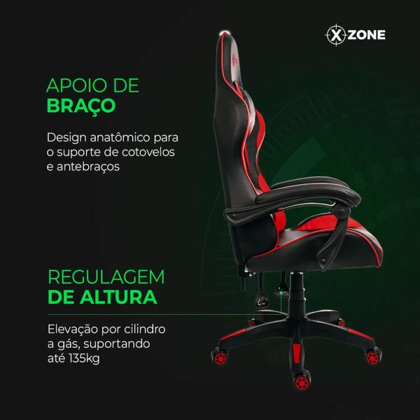 Cadeira Gamer Xzone Premium CGR-01, Almofada, Encosto Reclinável, Ajuste de altura e base Giratória - Image 5