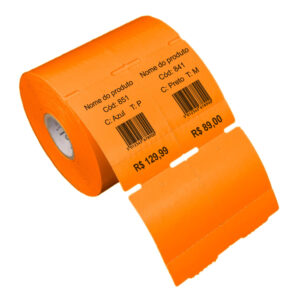 Etiqueta Tag Roupa Adesiva 40x60mm 2 Colunas E 1 Cortes Laranja Termica S/ribbon