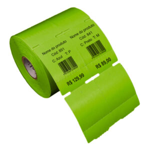 Etiqueta Tag Roupa Adesiva 40x60mm 2 Colunas E 1 Cortes Verde Termica S/ribbon
