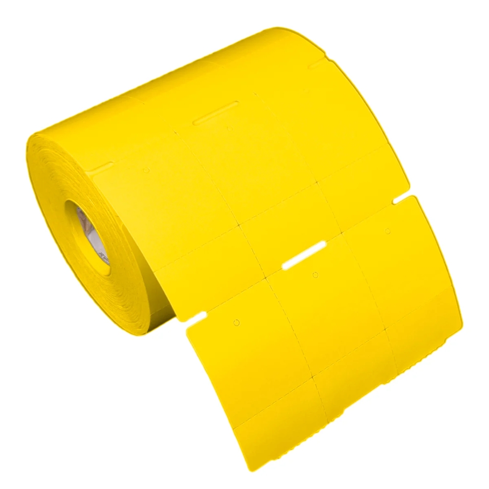 Etiqueta Tag Roupa 35x60mm Amarela 3 Col 1 Picote Couche P Ribbon Rolo C1500 E 30m
