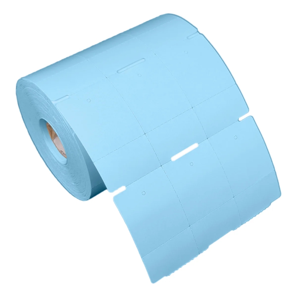 Etiqueta Tag Roupa 35x60mm Azul 3 Col 1 Picote Couche P Ribbon Rolo C1500 E 30m