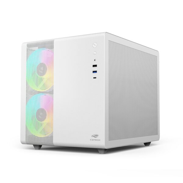 Gabinete C3tech Gaming Aquarius Mt-g710wh, Mini Tower, Micro Atx, Lateral Em Vidro, Branco