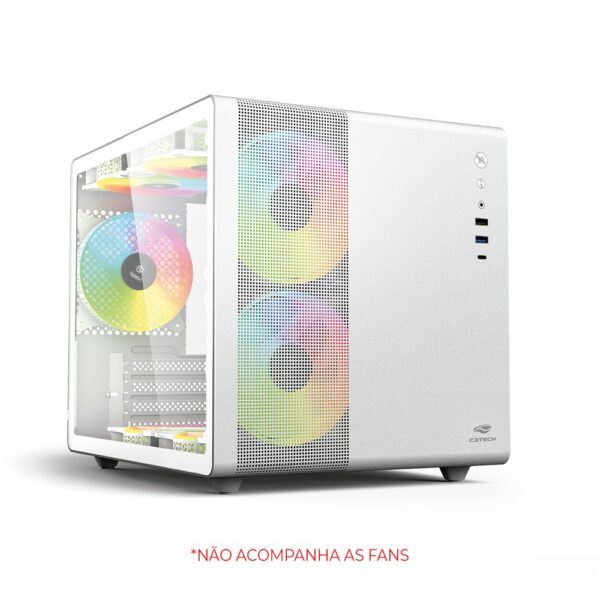 Gabinete C3tech Gaming Aquarius Mt-g710wh, Mini Tower, Micro Atx, Lateral Em Vidro, Branco