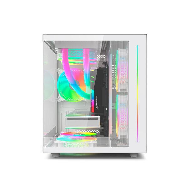 Gabinete C3tech Gaming Aquarius Mt-g810wh, Mini Tower, Micro Atx, Lateral Em Vidro, Branco - Image 3