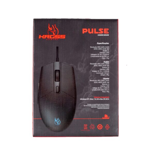 Mouse Gamer Kross Pulse, Com Fio, 6 Botões, 6400dpi - Ke-mg105 Preto - Imagem 4
